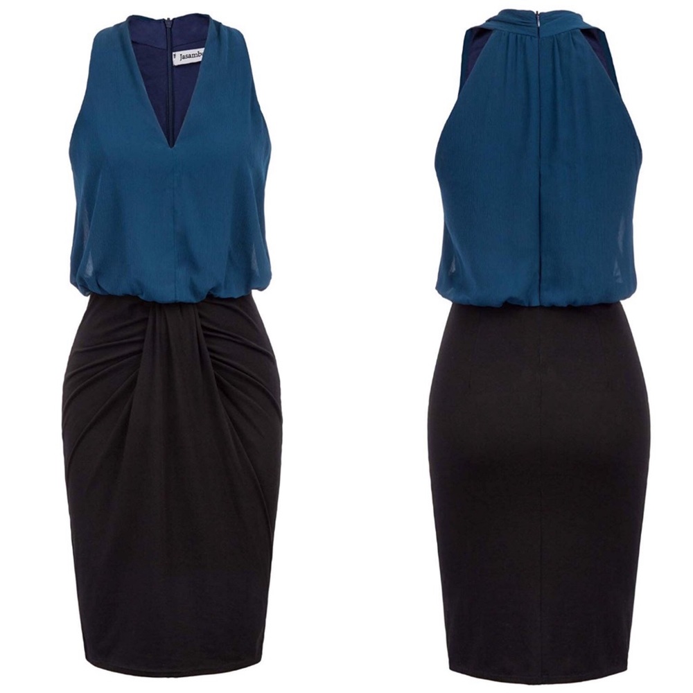 NWT Jasambac Colorblock Bodycon Midi Dress - Picture 6 of 6